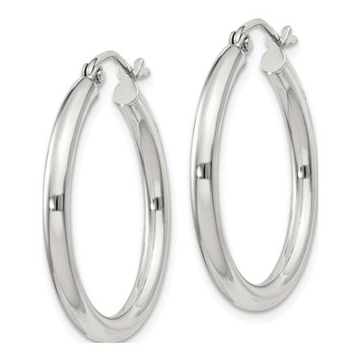 Sterling Silver 27mm Round Hoop Earrings – view 3