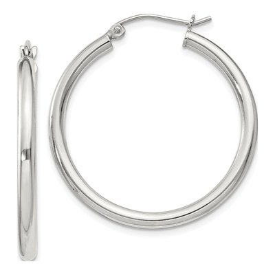 Sterling Silver 31mm Round Hoop Earrings