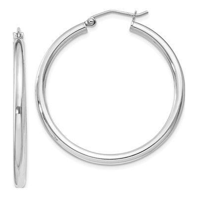 Sterling Silver 36mm Round Hoop Earrings