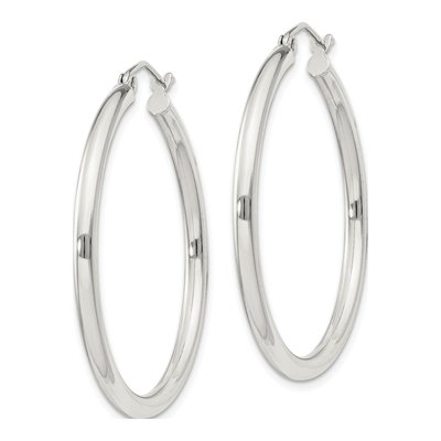 Sterling Silver 36mm Round Hoop Earrings – view 3