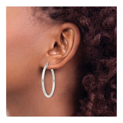 Sterling Silver 36mm Round Hoop Earrings – view 4