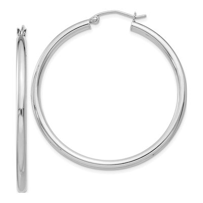 Sterling Silver 42mm Round Hoop Earrings