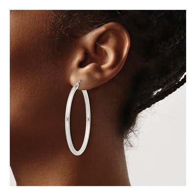 Sterling Silver 42mm Round Hoop Earrings – view 3