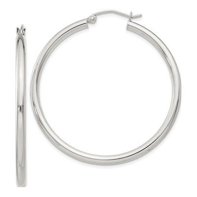 Sterling Silver 42mm Round Hoop Earrings