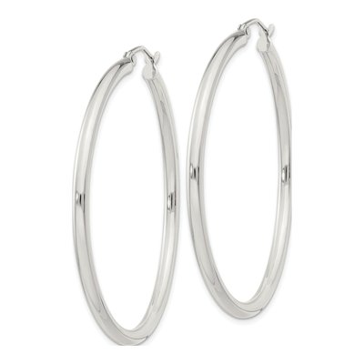 Sterling Silver 46mm Round Hoop Earrings – view 3