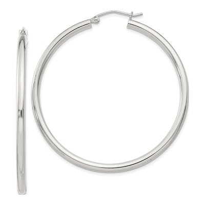 Sterling Silver 46mm Round Hoop Earrings