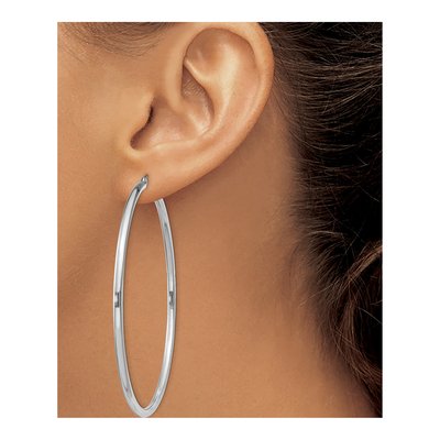 Sterling Silver 67mm Hoop Earrings – view 4
