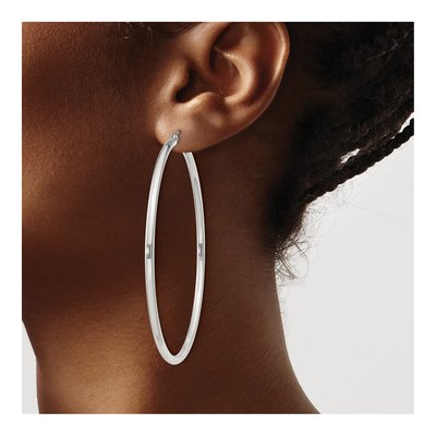 Sterling Silver 67mm Round Hoop Earrings – view 4