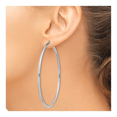 Sterling Silver 73mm Round Hoop Earrings – view 4