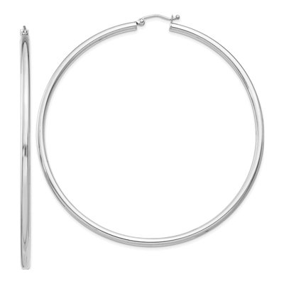 Sterling Silver 73mm Round Hoop Earrings