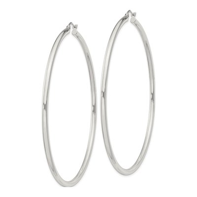 Sterling Silver 73mm Round Hoop Earrings – view 2