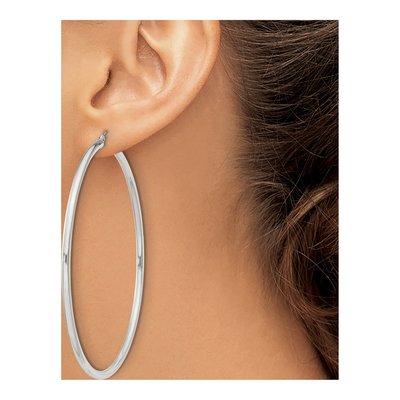 Sterling Silver 73mm Round Hoop Earrings – view 3