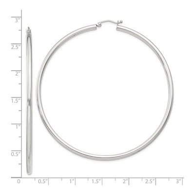 Sterling Silver 73mm Round Hoop Earrings – view 4
