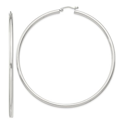 Sterling Silver 73mm Round Hoop Earrings