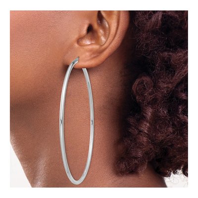 Sterling Silver 82mm Round Hoop Earrings – view 4