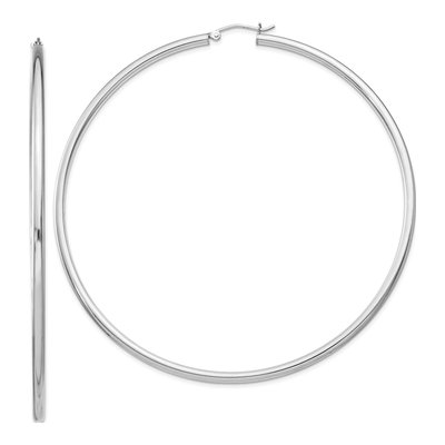 Sterling Silver 82mm Round Hoop Earrings