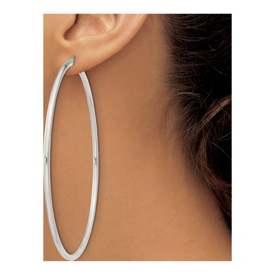 Sterling Silver 82mm Round Hoop Earrings – view 3