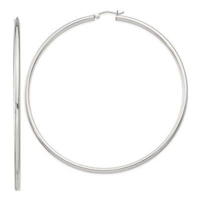 Sterling Silver 82mm Round Hoop Earrings