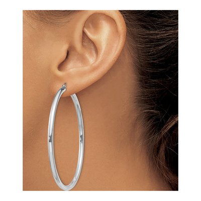 Sterling Silver 61mm Hoop Earrings – view 4