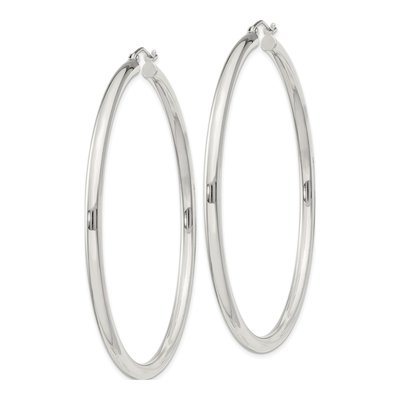 Sterling Silver 61mm Round Hoop Earrings – view 3