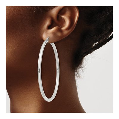 Sterling Silver 61mm Round Hoop Earrings – view 4