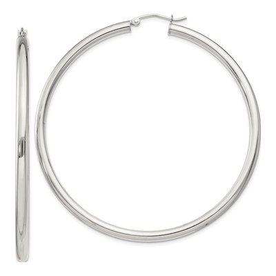 Sterling Silver 61mm Round Hoop Earrings
