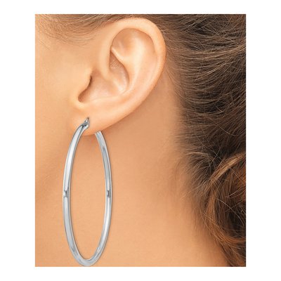 Sterling Silver 67mm Hoop Earrings – view 4