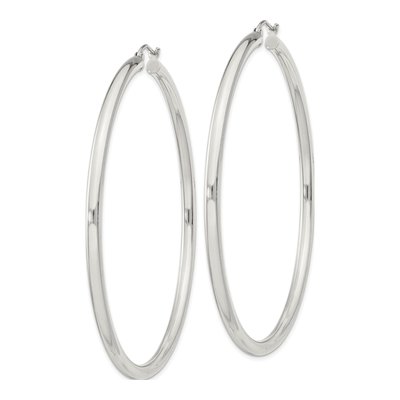 Sterling Silver 67mm Round Hoop Earrings – view 3