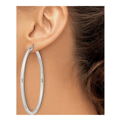 Sterling Silver 67mm Round Hoop Earrings – view 4
