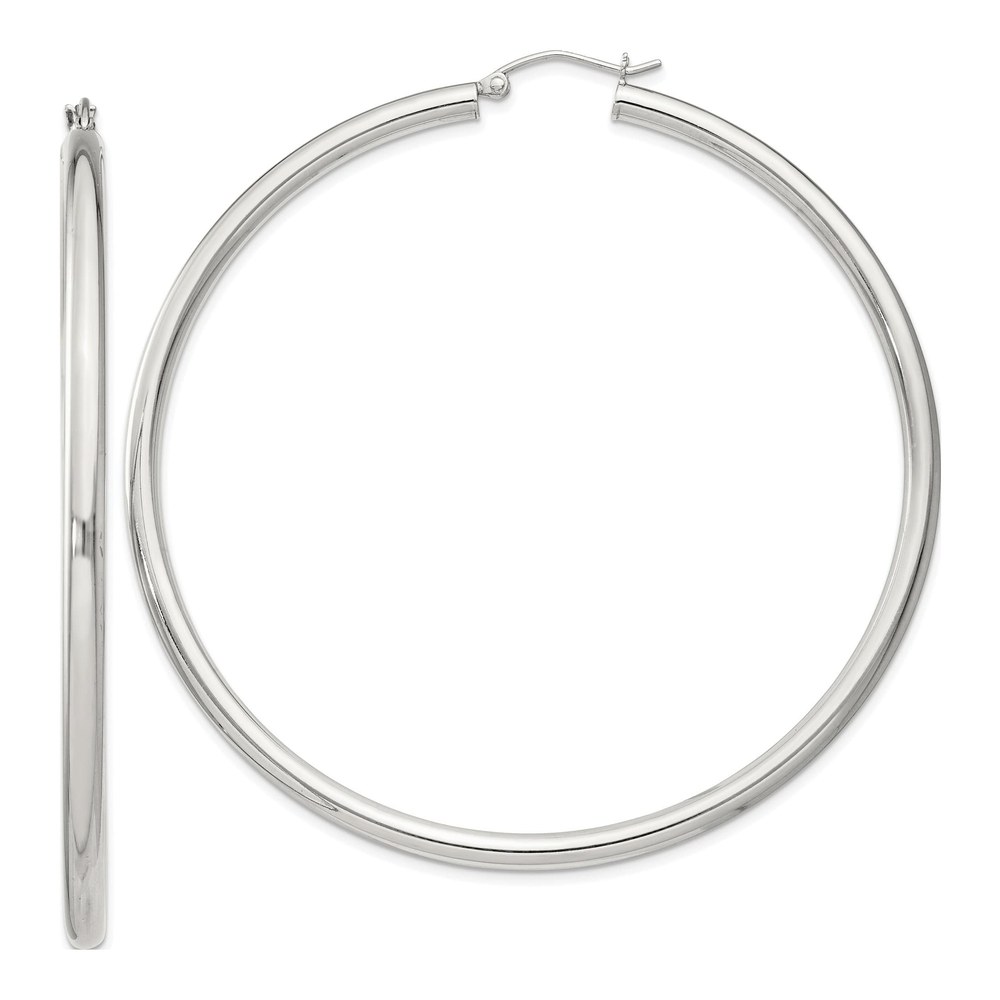 Sterling Silver 67mm Round Hoop Earrings