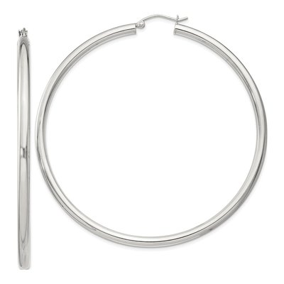 Sterling Silver 67mm Round Hoop Earrings