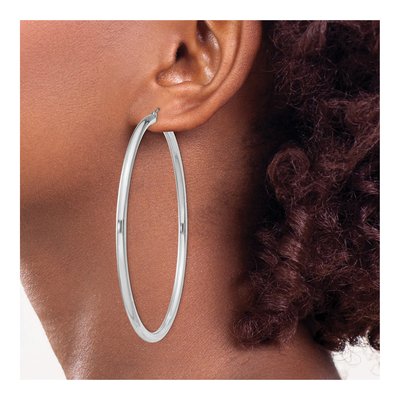 Sterling Silver 71mm Hoop Earrings – view 4