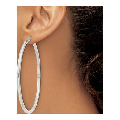 Sterling Silver 71mm Round Hoop Earrings – view 4