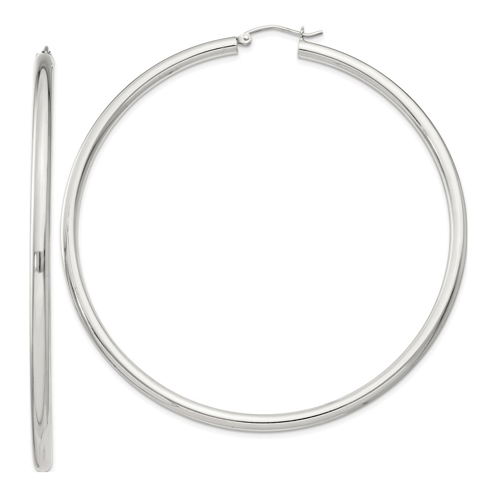 Sterling Silver 71mm Round Hoop Earrings