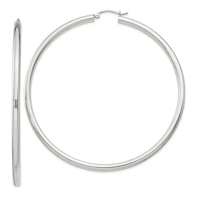 Sterling Silver 71mm Round Hoop Earrings