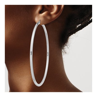 Sterling Silver 81mm Hoop Earrings – view 4