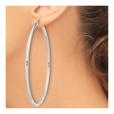 Sterling Silver 81mm Round Hoop Earrings – view 4