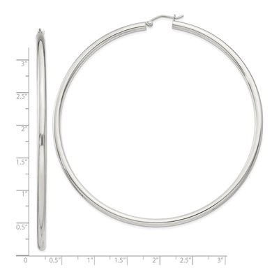 Sterling Silver 81mm Round Hoop Earrings – view 5