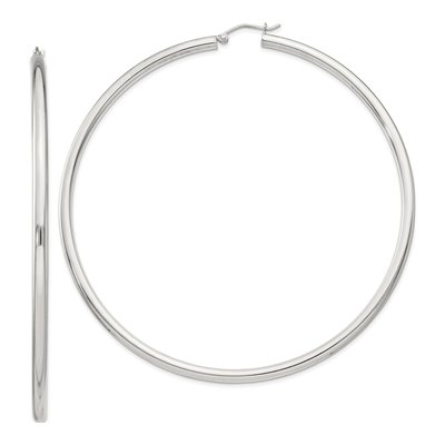 Sterling Silver 81mm Round Hoop Earrings