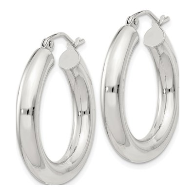 Sterling Silver 27mm Round Hoop Earrings – view 3