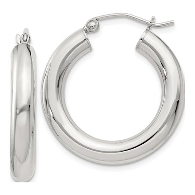 Sterling Silver 27mm Round Hoop Earrings