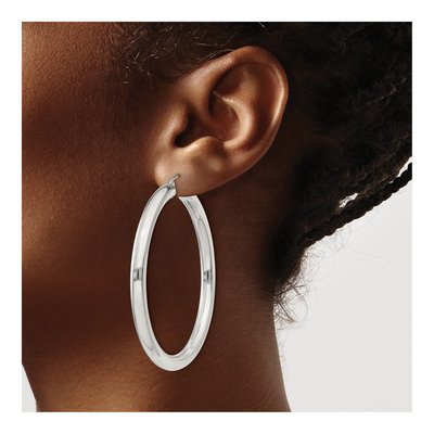 Sterling Silver 52mm Round Hoop Earrings – view 4