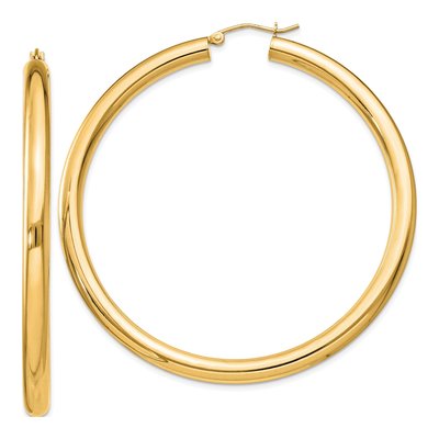 Gold-Plated Sterling Silver 62mm Gold-Flash Hoop Earrings
