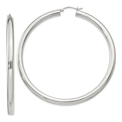 Sterling Silver 68mm Round Hoop Earrings