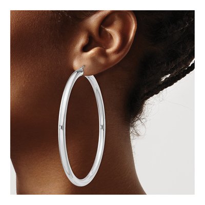 Sterling Silver 72mm Hoop Earrings – view 4