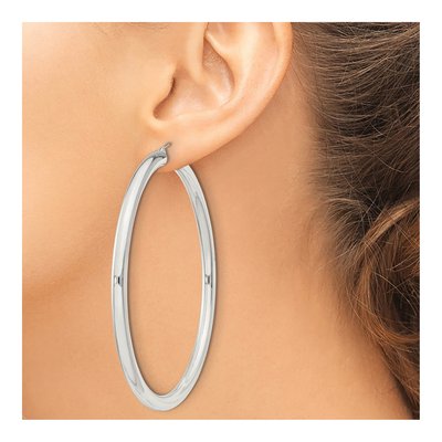 Sterling Silver 72mm Round Hoop Earrings – view 4