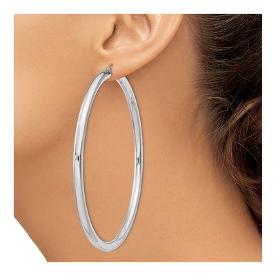 Sterling Silver 82mm Hoop Earrings – view 4