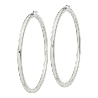 Sterling Silver 82mm Round Hoop Earrings – view 3