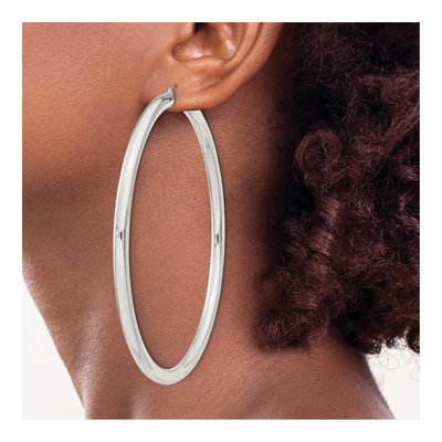 Sterling Silver 82mm Round Hoop Earrings – view 4