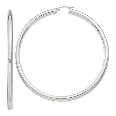 Sterling Silver 82mm Round Hoop Earrings